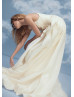 Ivory Pleated Taffeta Slit Unique Wedding Dress Ivory Pleated Taffeta Slit Unique Wedding Dress